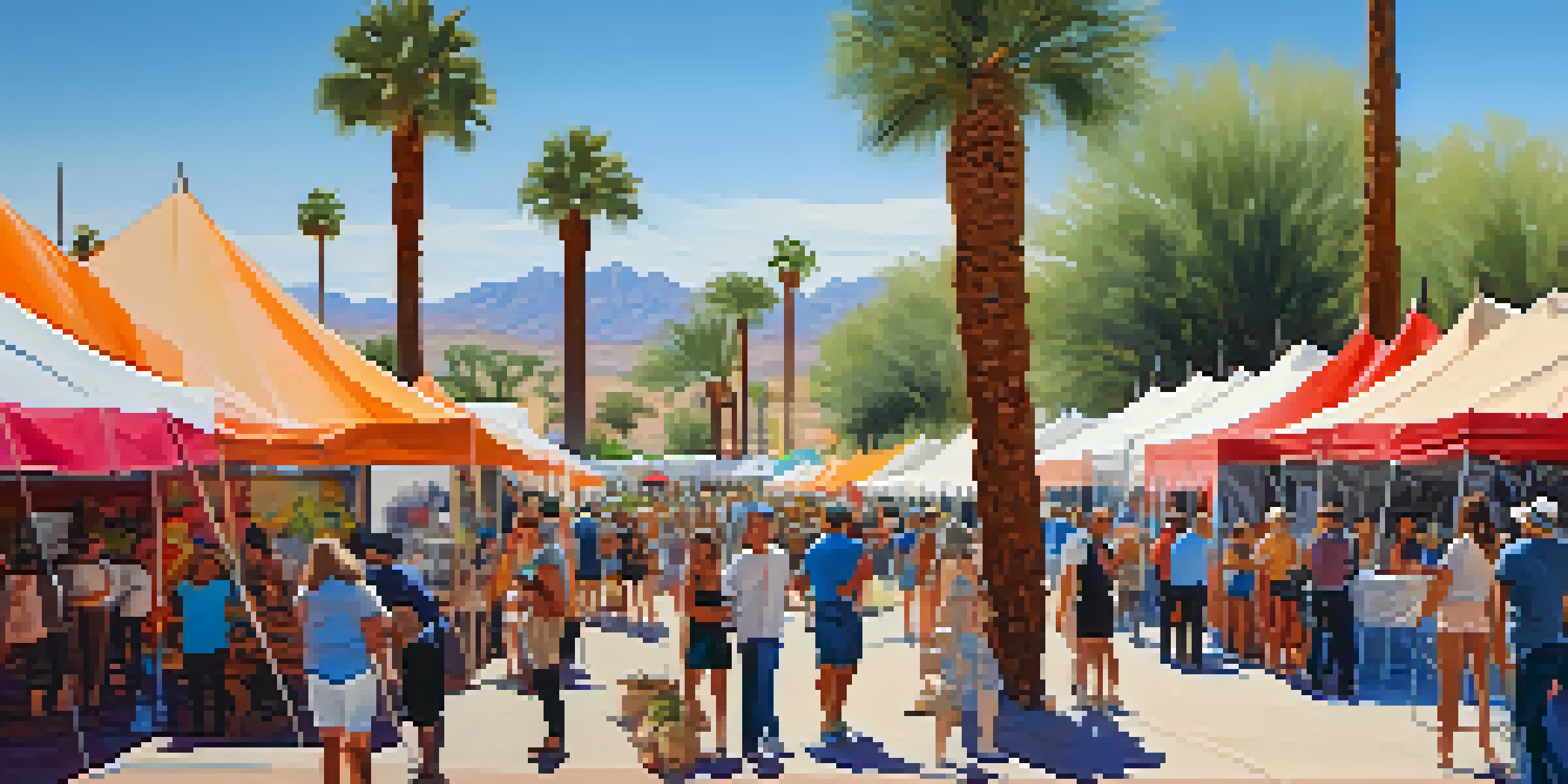 An outdoor art festival in Scottsdale, with artists under colorful tents and attendees enjoying the vibrant atmosphere.