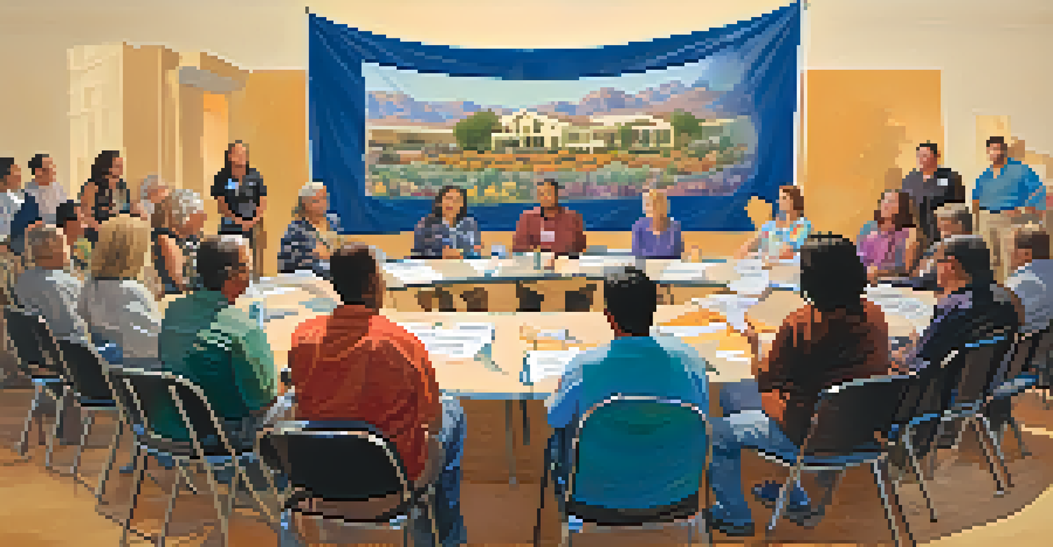 A community forum in Scottsdale with residents discussing cultural issues, creating an inviting and inclusive atmosphere.