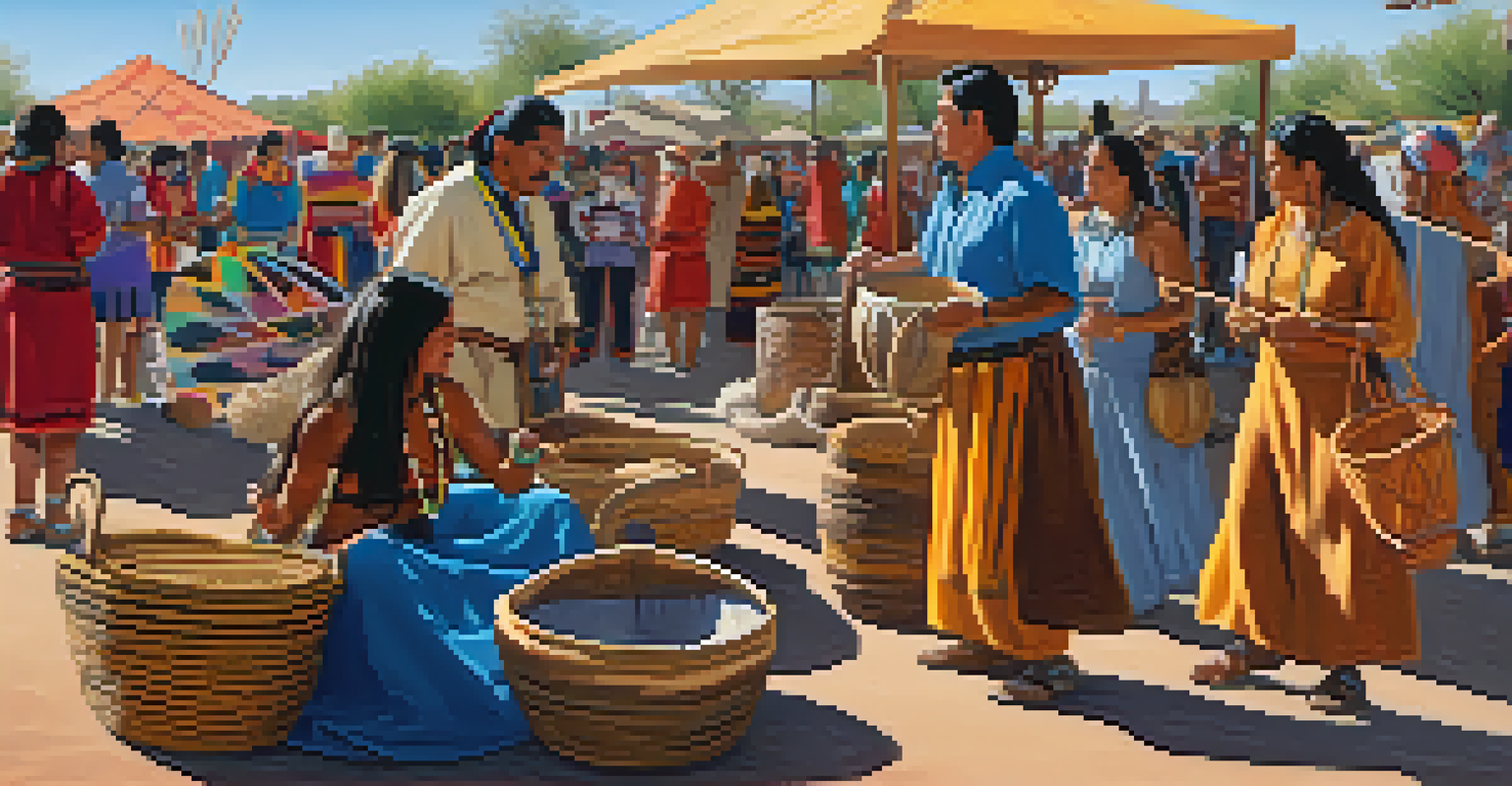 Native American artists demonstrating traditional crafts at a festival, with dancers in the background and a crowd enjoying the cultural celebration.
