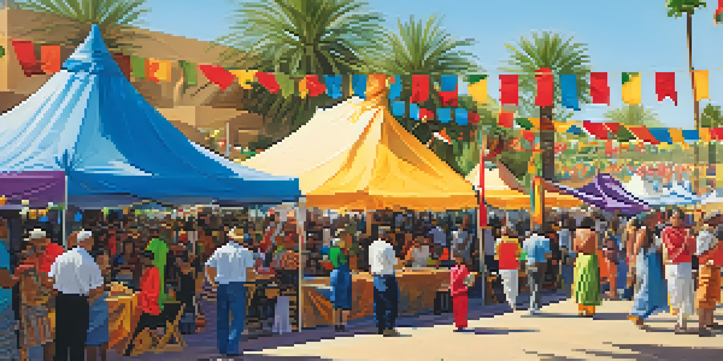 A lively community festival in Scottsdale with diverse food stalls, traditional dances, and local artwork on display.