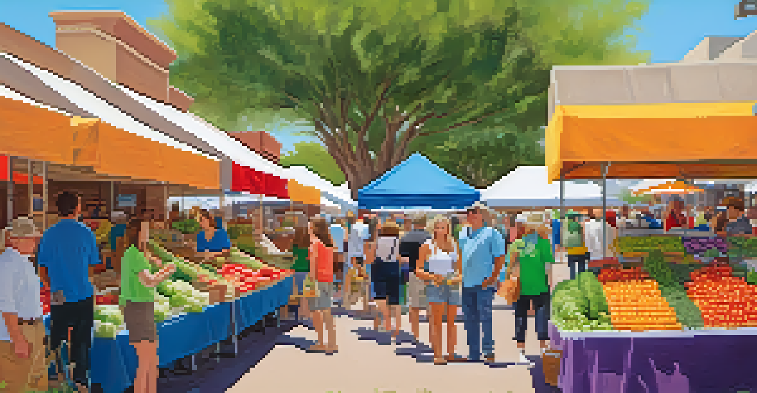 A bustling farmer's market with colorful stalls showcasing organic produce and holistic health products.