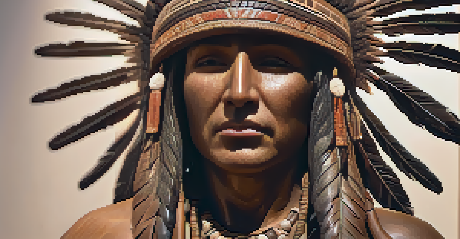 A detailed close-up of a Native American sculpture displayed in a gallery during the Scottsdale Art Walk, emphasizing its intricate craftsmanship.