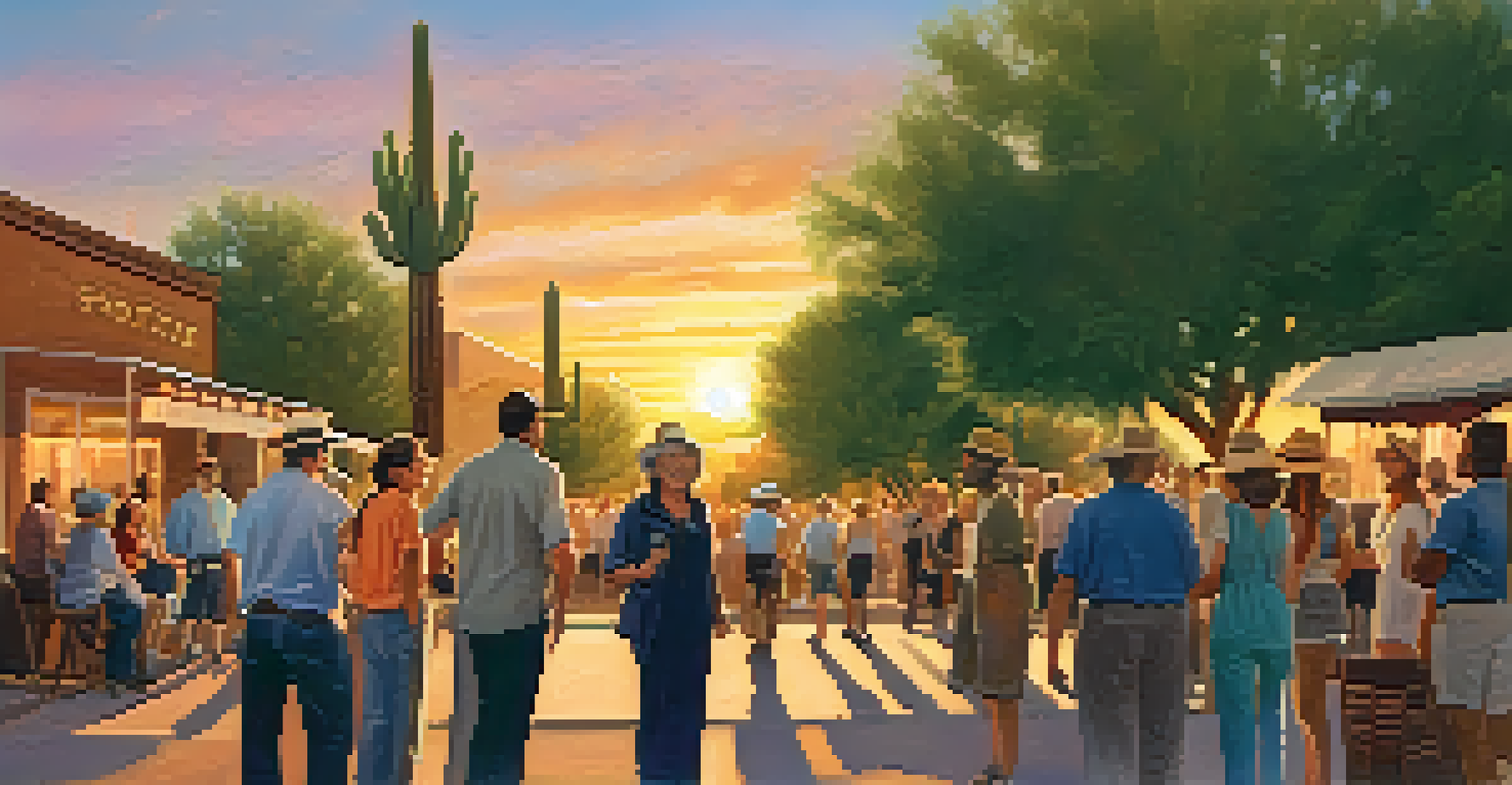 Participants on the Scottsdale History Tour exploring historical landmarks during sunset.