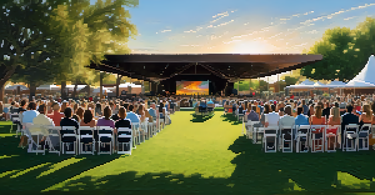 Families and friends enjoying a live music event at Scottsdale Civic Center, surrounded by gardens and public art.