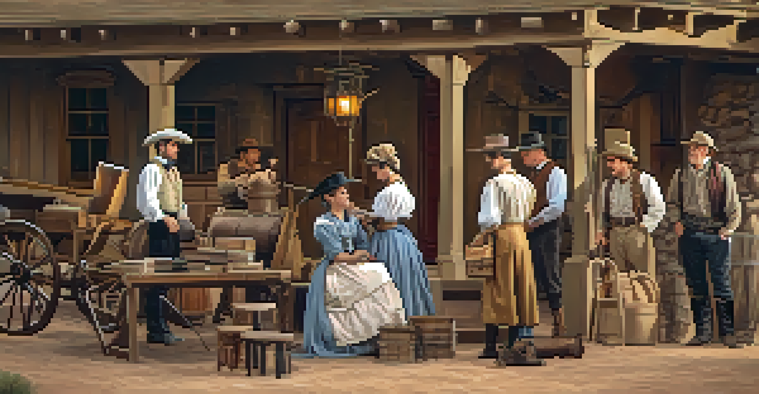 Actors in period costumes reenacting life in the 1800s at the Scottsdale Historical Museum, with visitors in attendance.