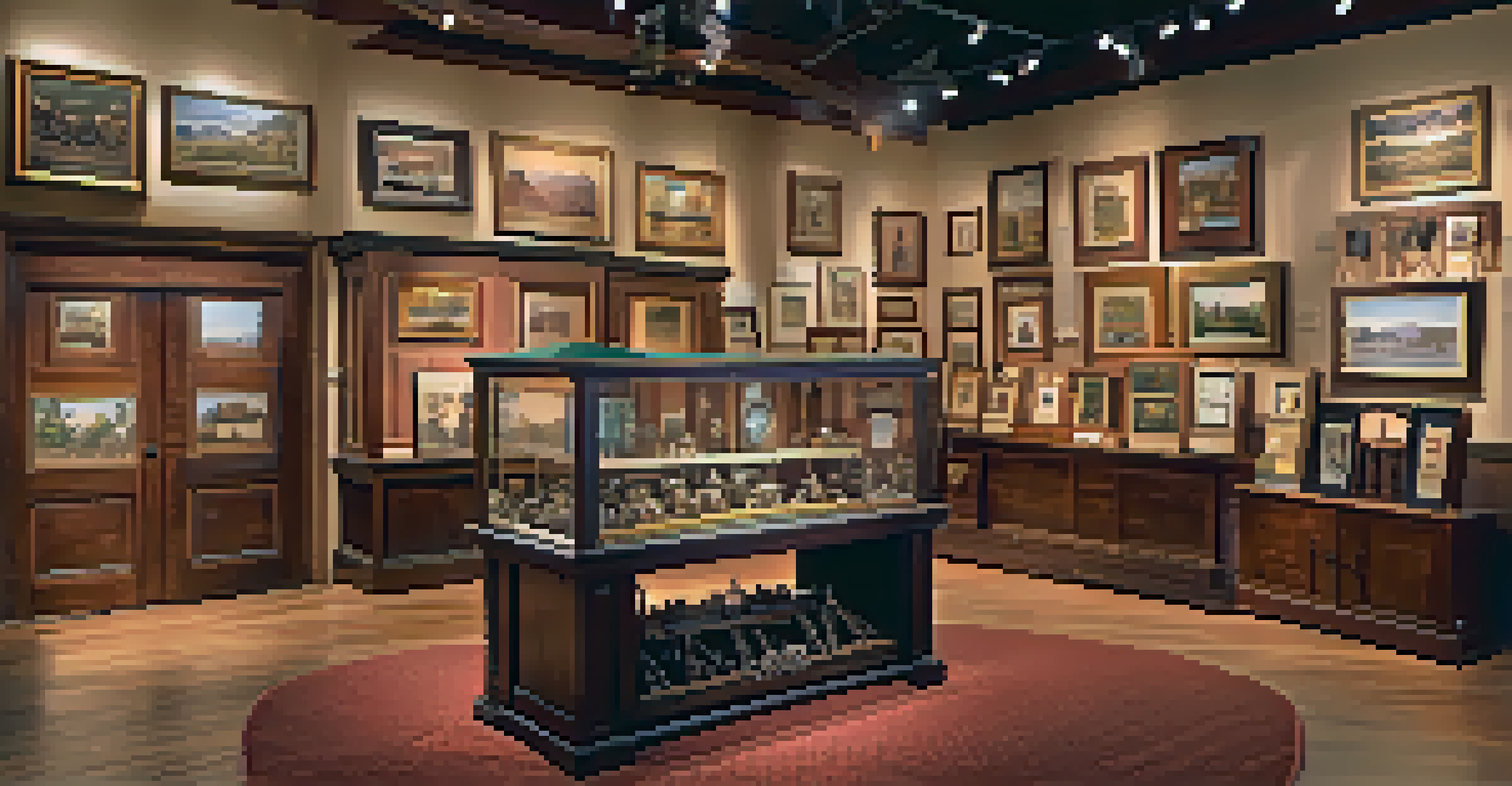 The interior of Scottsdale Historical Museum filled with historical artifacts and exhibits, illuminated by warm lighting.