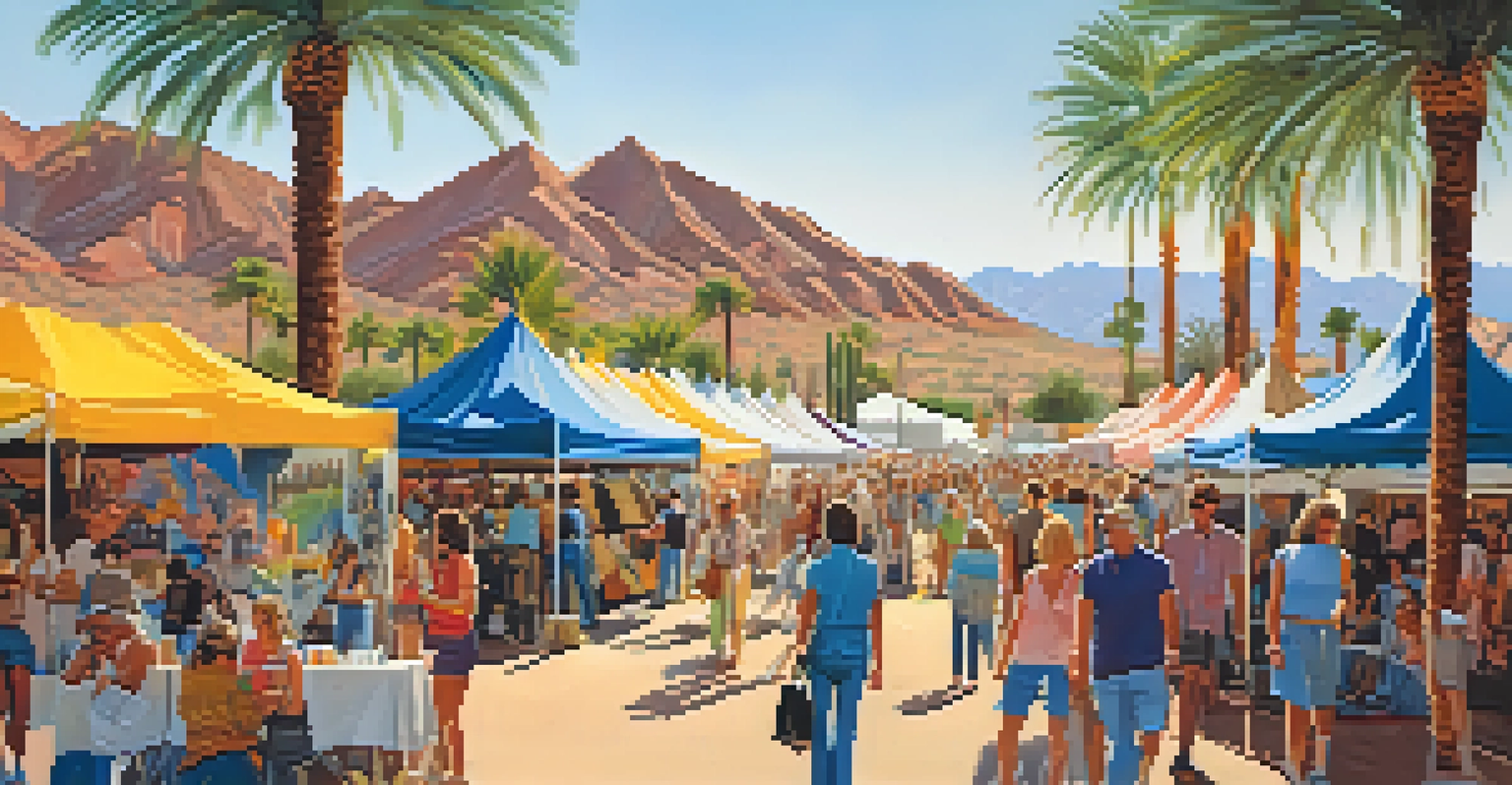 A lively arts festival in Scottsdale with colorful tents and attendees enjoying local art.