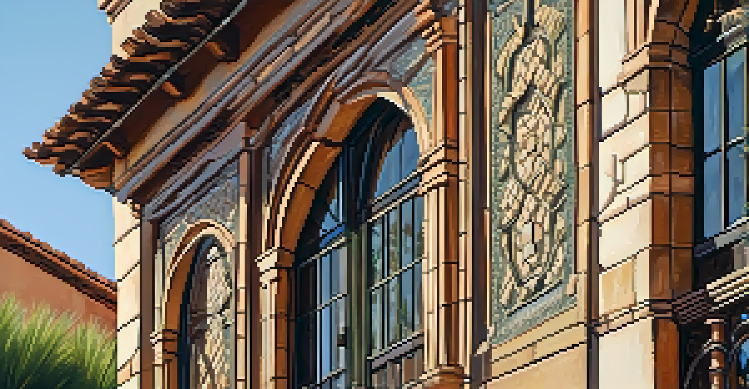 A detailed close-up of a historic building's facade in Scottsdale, highlighting wooden doors and wrought iron, bathed in warm afternoon light.
