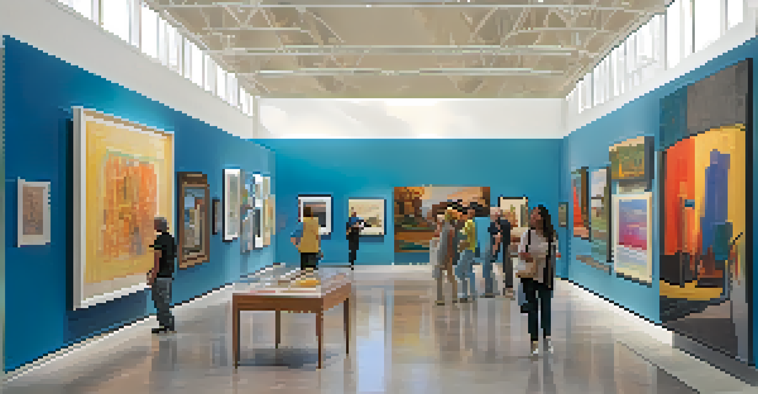Interior view of a gallery in the Scottsdale Museum of Contemporary Art, showcasing contemporary artworks and visitors interacting.