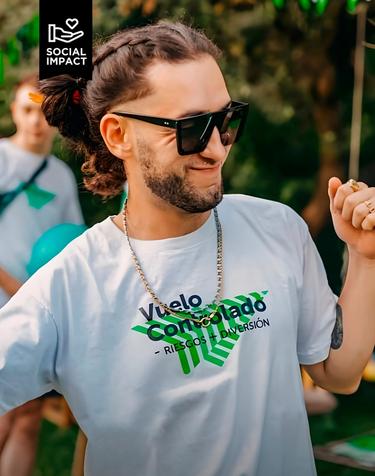 young man dancing on a electronic party
