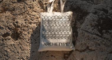 Design and development of the totebag for the "Archetype" brand, an Argentine body-positive underwear and lingerie brand, shown on a rock background.