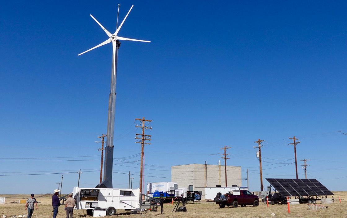 Uprise wind turbine displayed next to the grid