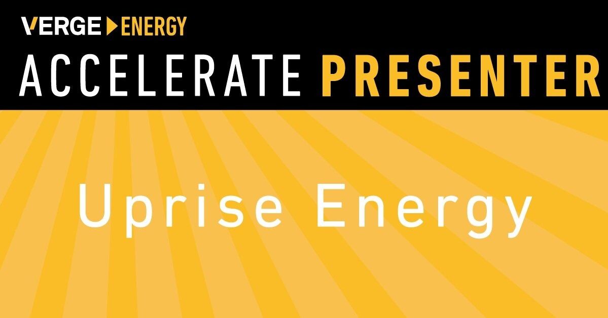 Uprise energy accelerate presenter banner black yellow and white