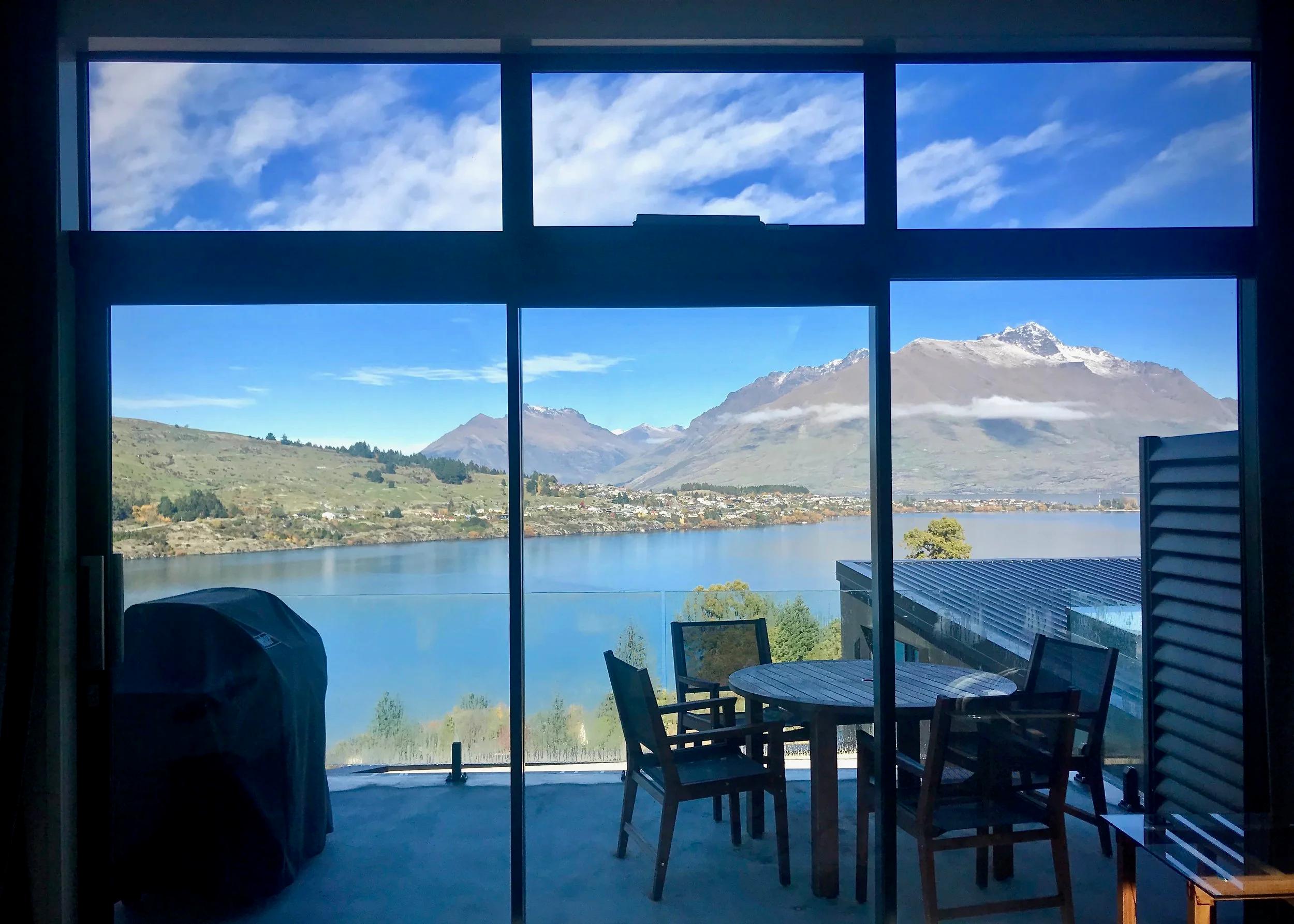 Lake Wakatipu as seen from our Airbnb living room