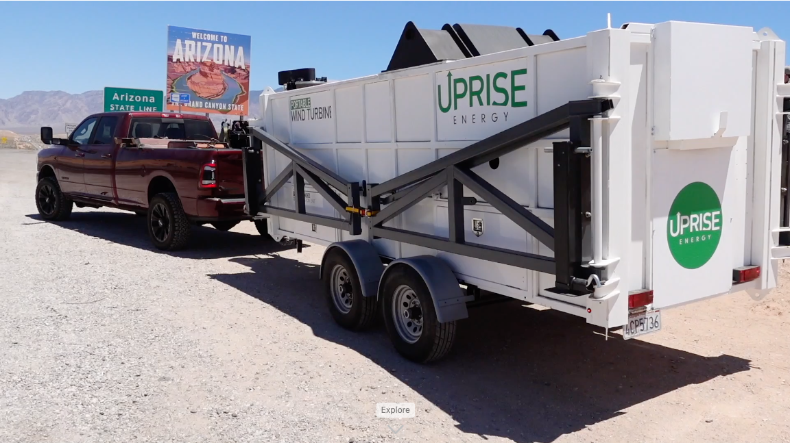 Wind turbine attached to hotsot truck