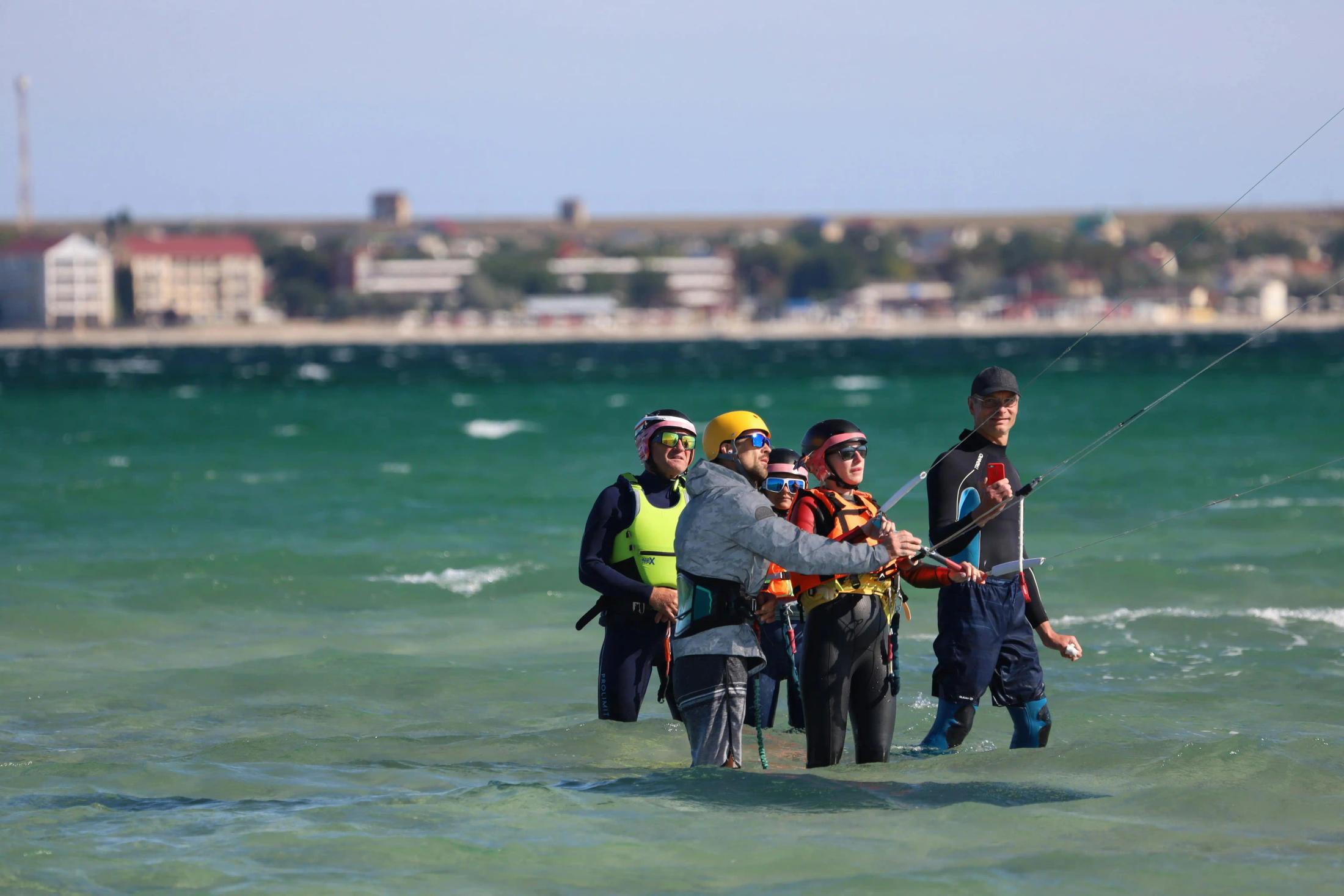 cours de kitesurf en groupe