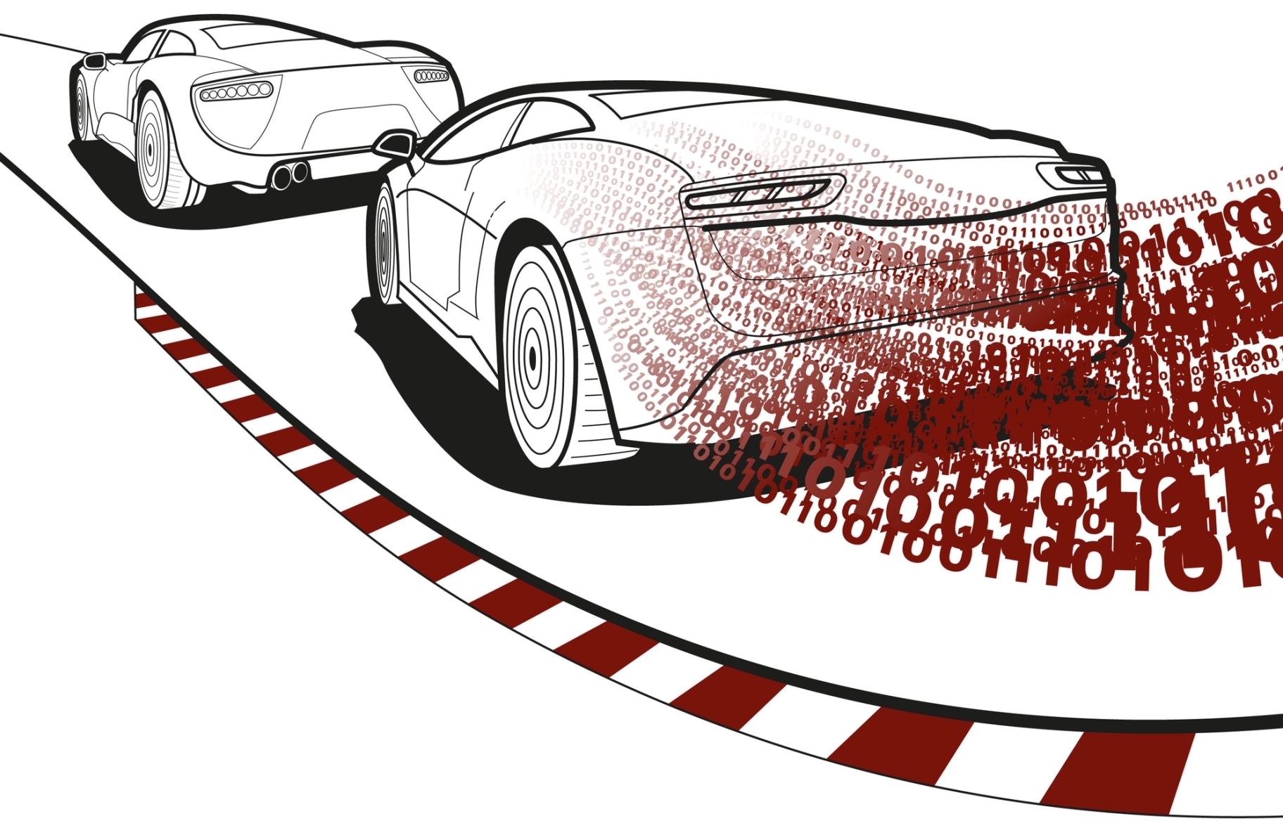 Illustration von zwei Autos auf der Rennstrecke