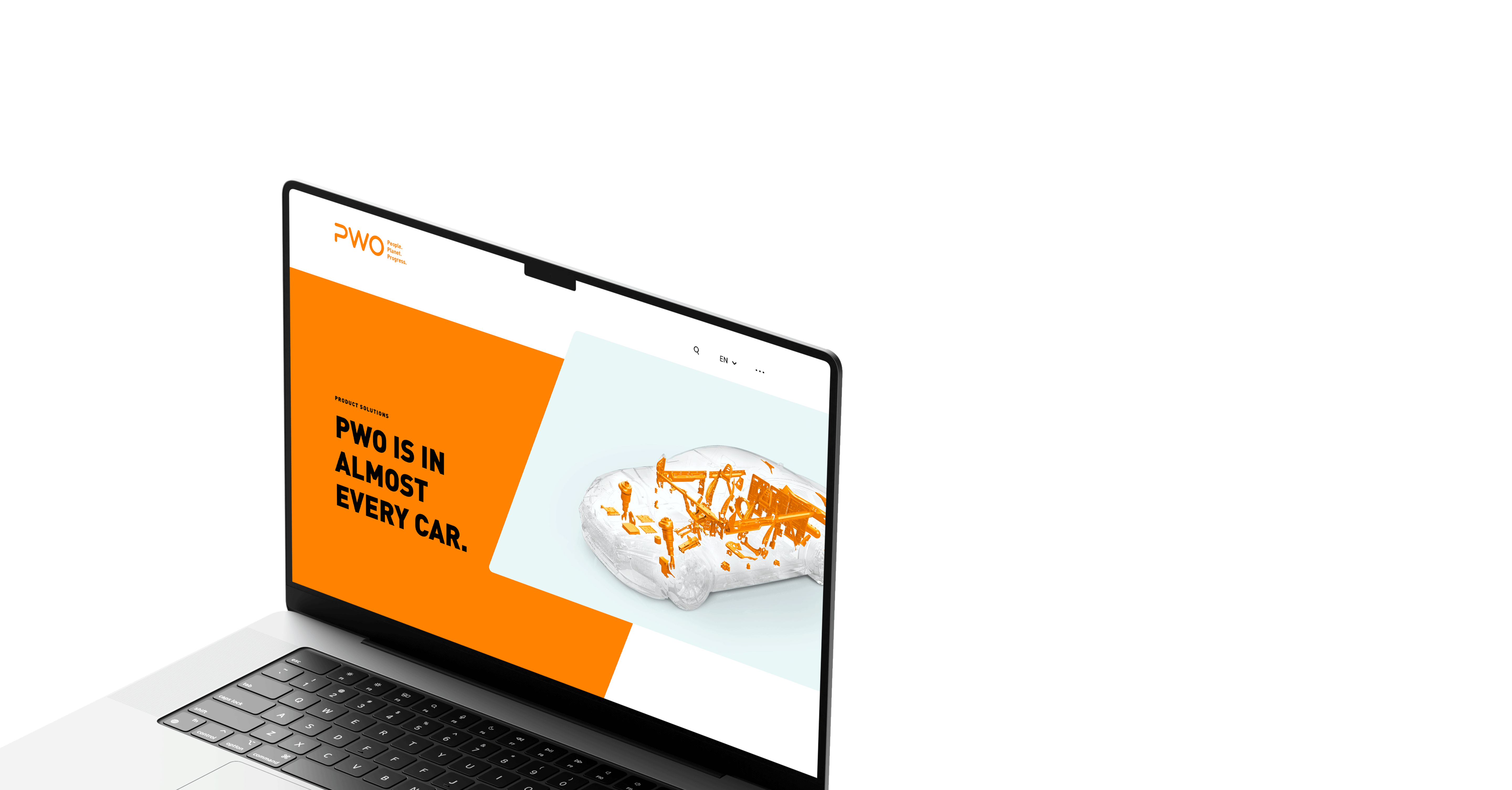 Laptop Macbook offen mit Website mit der Unterseite Solutions