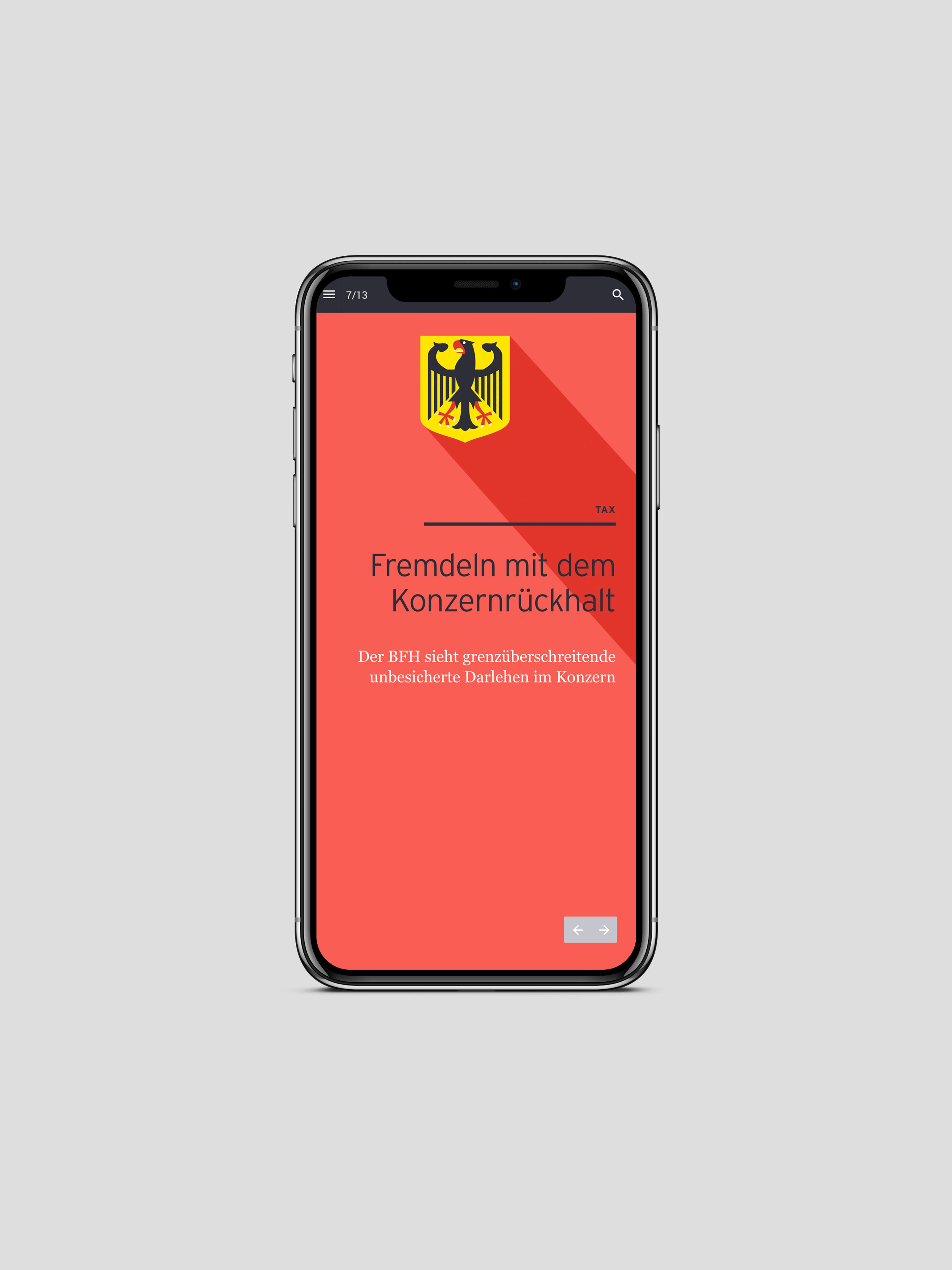 Mockup der mobilen Webseite
