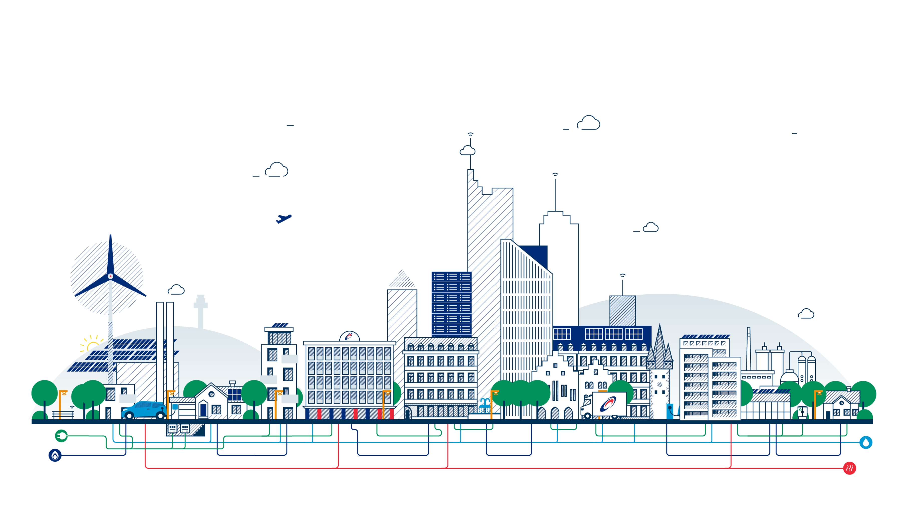 Lineare Illustration von Frankfurter Skyline