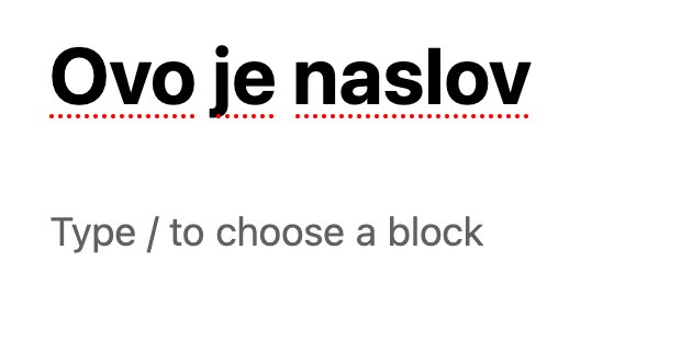 wordpress blog - unesi naslov
