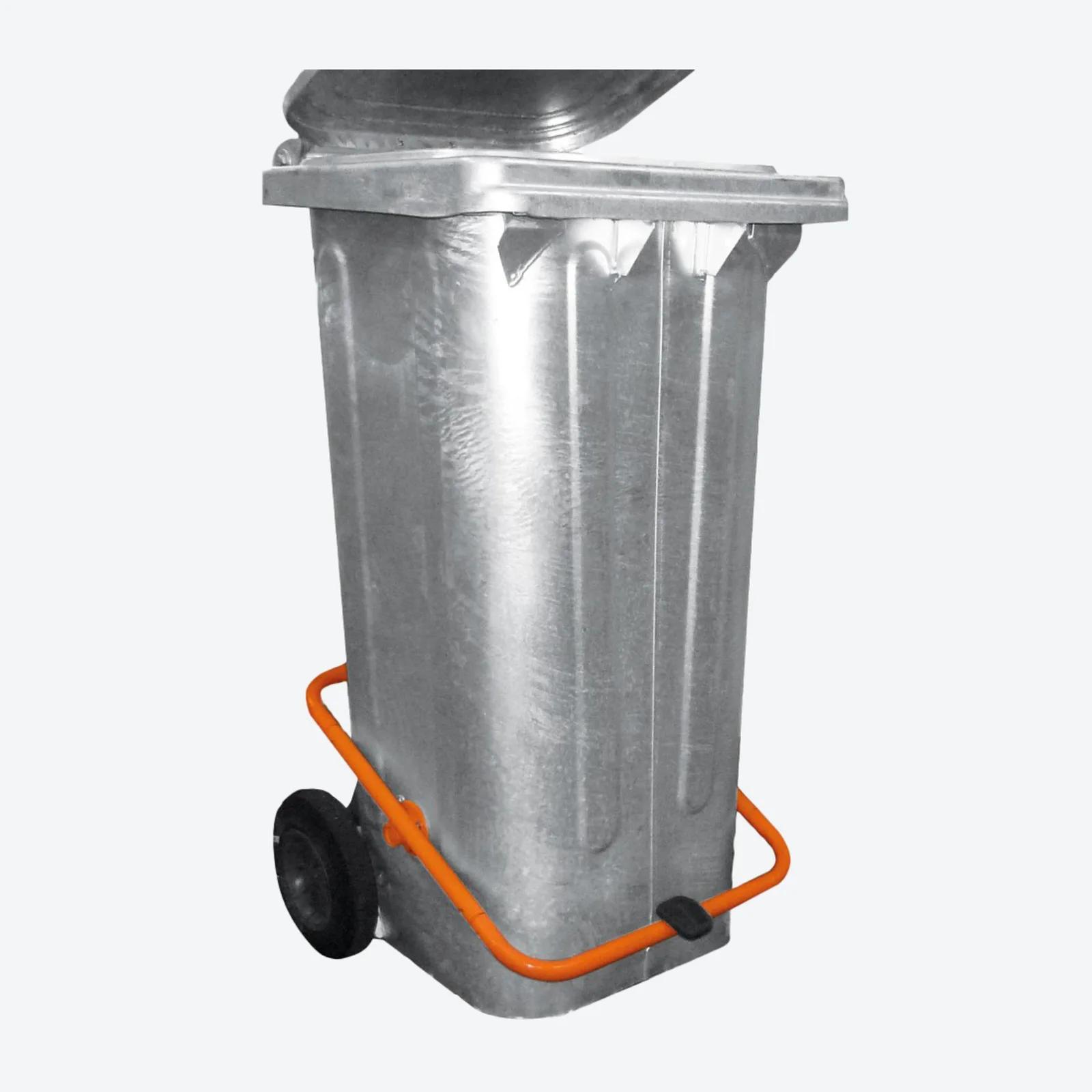steel waste container with foot pedal device