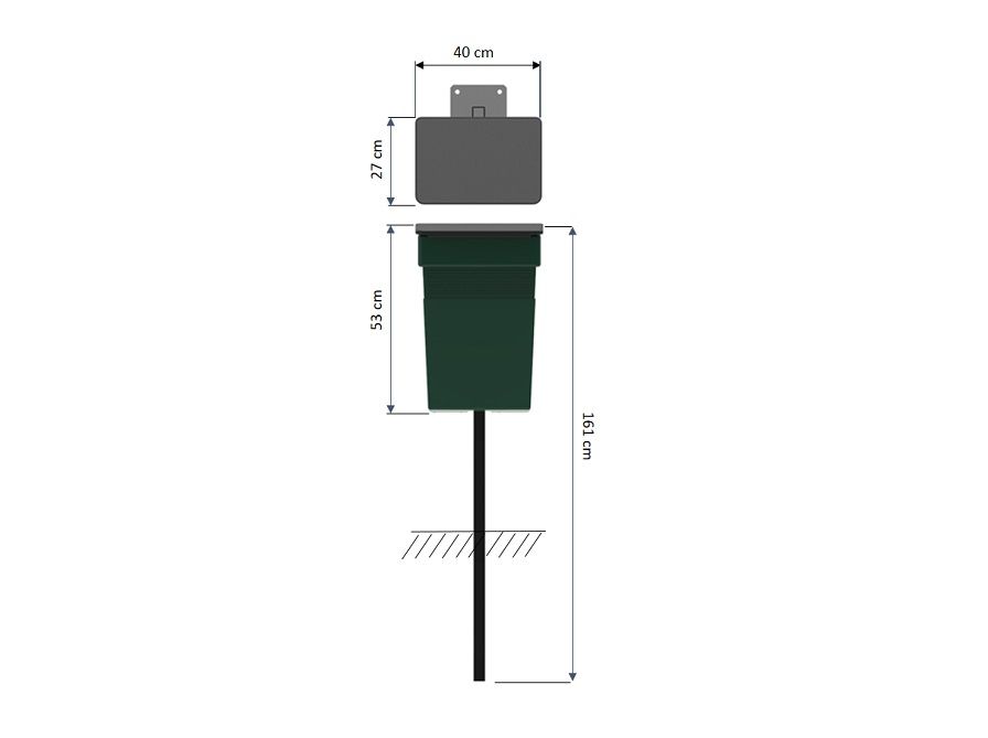 Regent dog-waste bin dimension drawing