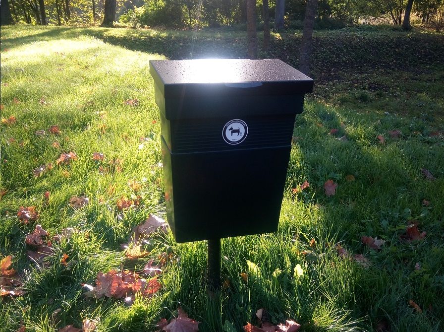 Regent dog-waste bin, side view