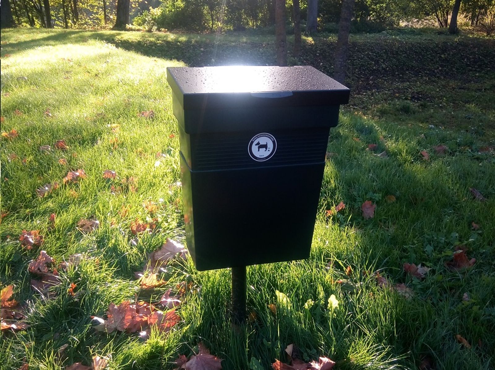 Regent dog-waste bin, side view