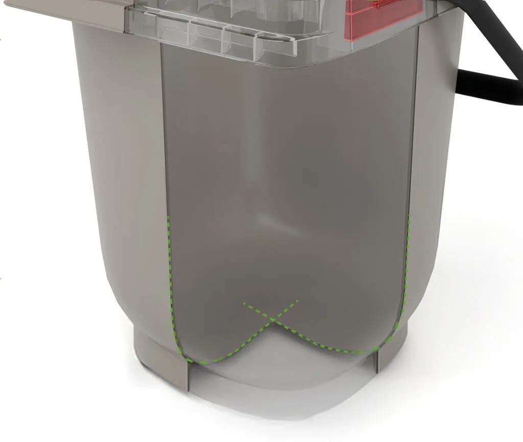 zerømax stands out due to its spherical base, which facilitates emptying and cleaning.
It can easily be integrated, adapted and combined with any existing collection system already in use.