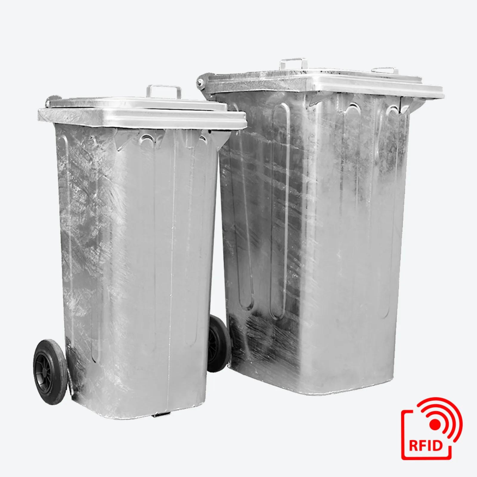 steel waste container with transponder