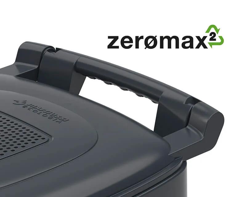 Zerømax2 has a spherical base that facilitates
emptying and cleaning. Several optional features are available: front comb for
mechanical emptying, anti-odour filter, reflector with integrated RFID.
Two capacities: 25 and 30 litres.
