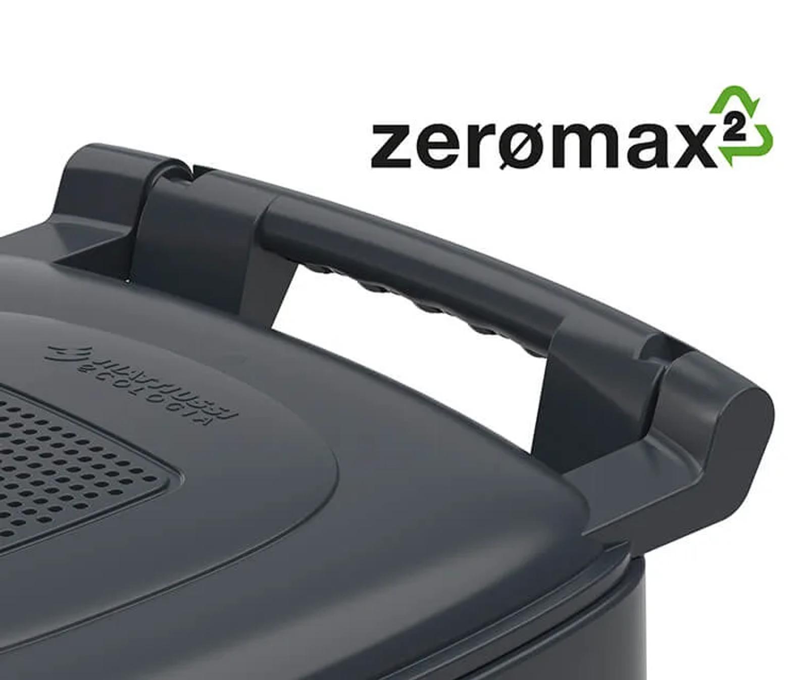 Zerømax2 has a spherical base that facilitates
emptying and cleaning. Several optional features are available: front comb for
mechanical emptying, anti-odour filter, reflector with integrated RFID.
Two capacities: 25 and 30 litres.
