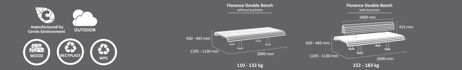 Florence double bench without measures