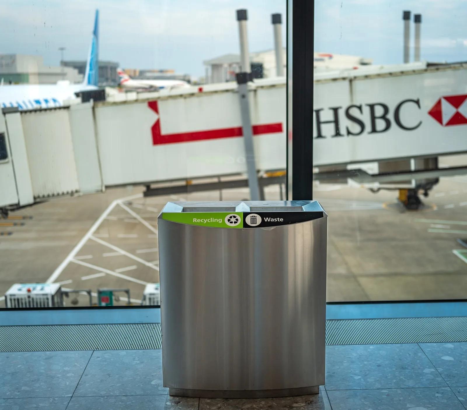 Stainless Steel garbage can for Airports, London Heathrow