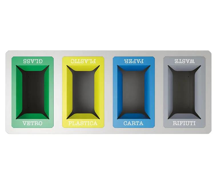 The waste insertion slots can be customised with dedicated signs according to the type of waste to be collected.