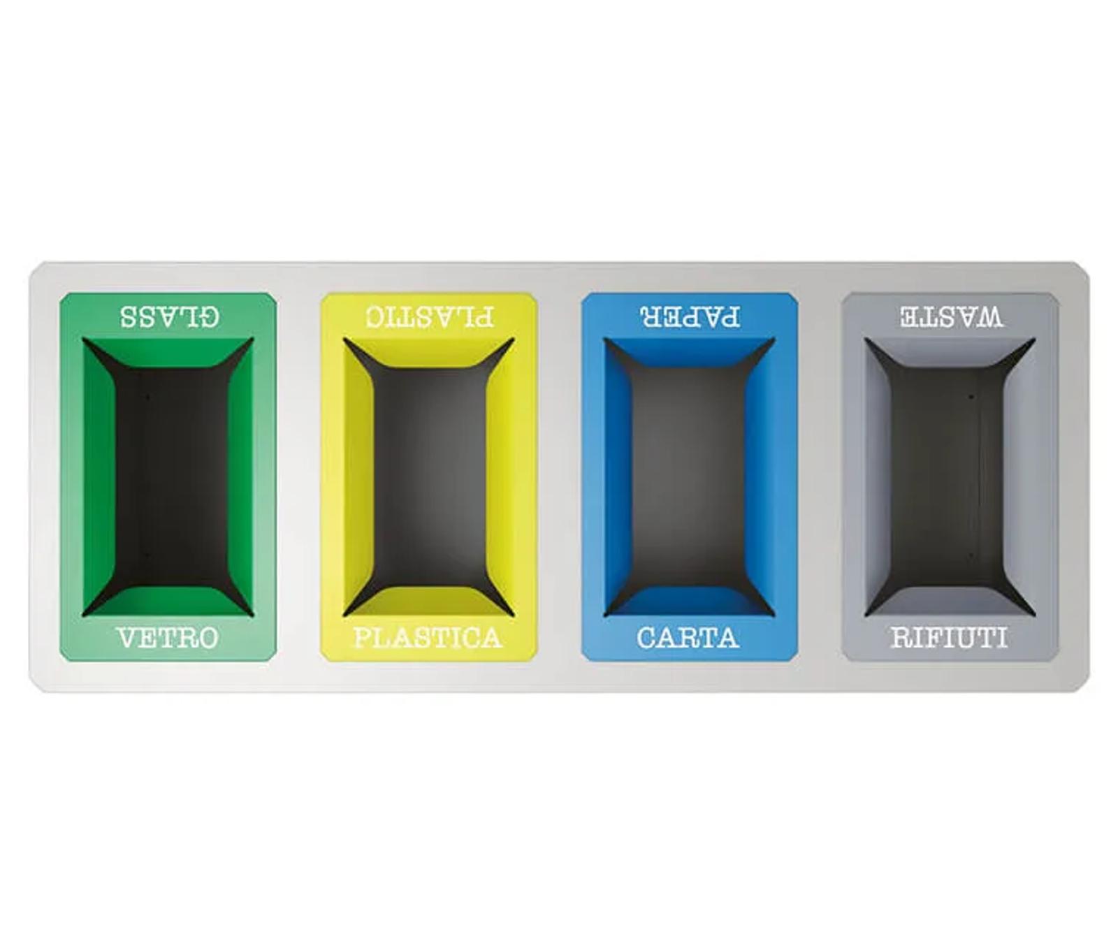The waste insertion slots can be customised with dedicated signs according to the type of waste to be collected.