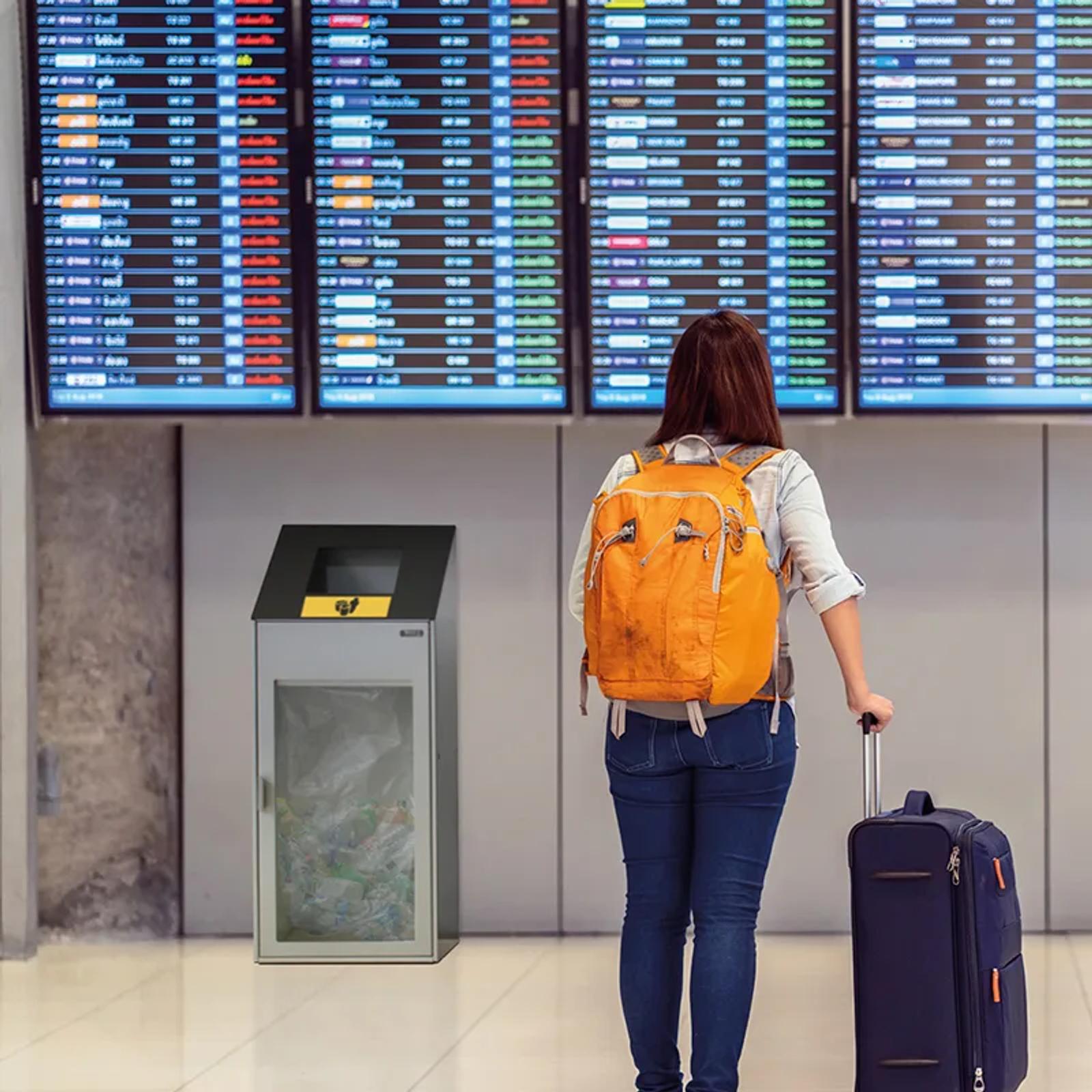 papelera de reciclaje de seguridad para aeropuertos