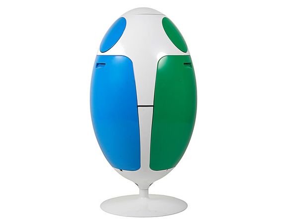 ovetto recycling bins in green, white and black