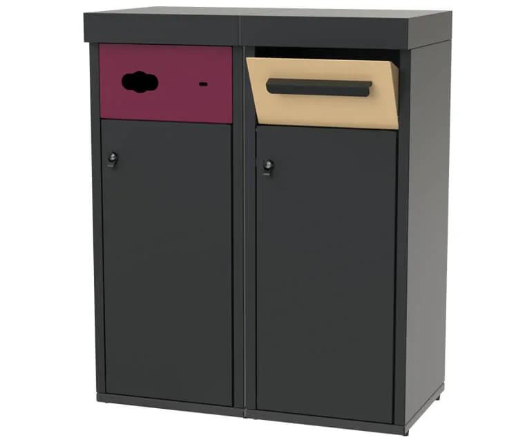 The internal container is made of galvanised sheet steel and is rectangular in shape, usable also as bag holder.