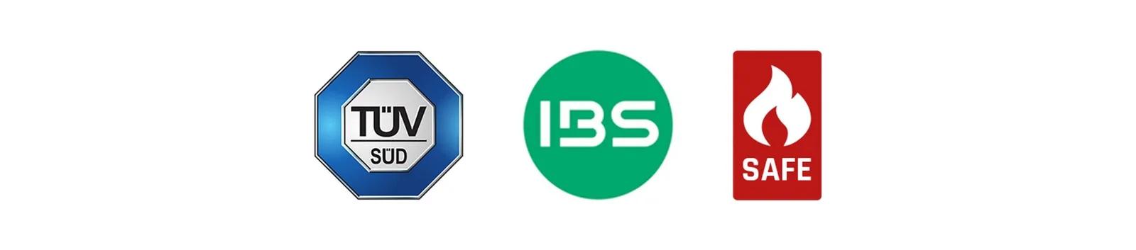 Logos von TÜV-Süd, IBS und dem AUWEKO Brandschutz