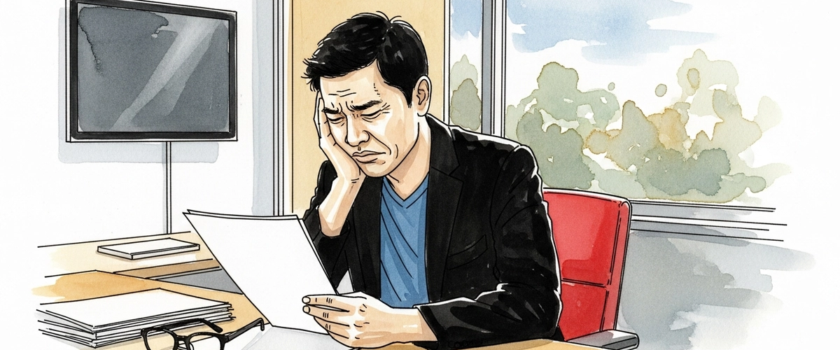 Pen-and-watercolor illustration of an overwhelmed executive surrounded by digital noise — representing the hidden cost of AI-generated workslop.