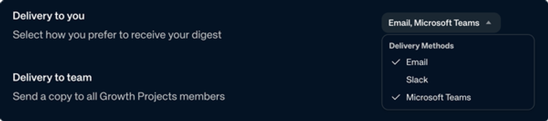Teams delivery option in Digest settings