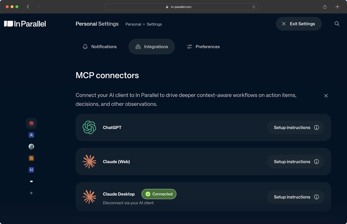 In Parallel — connect your AI tools