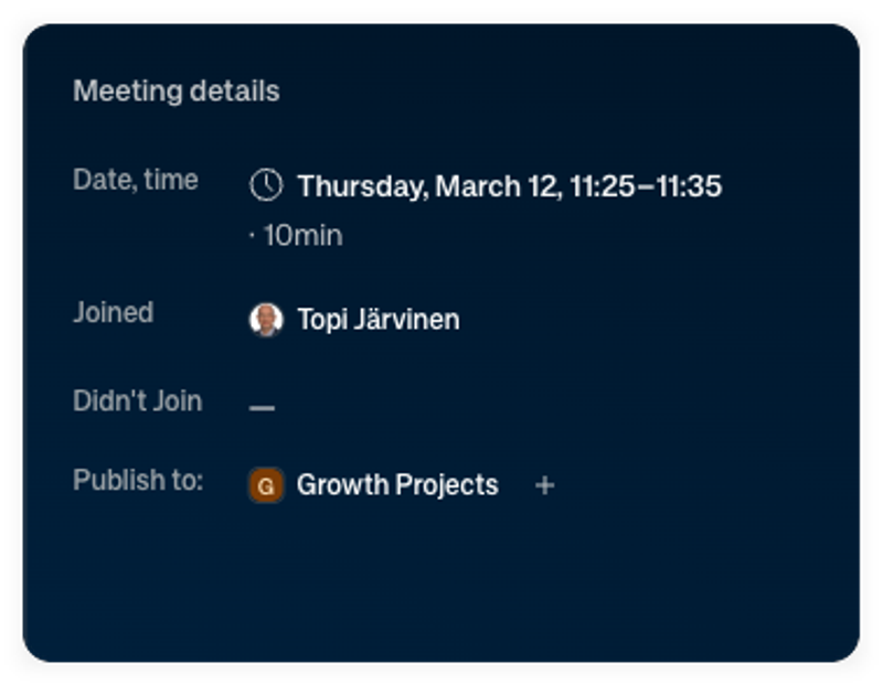 Meeting details sidebar with participants