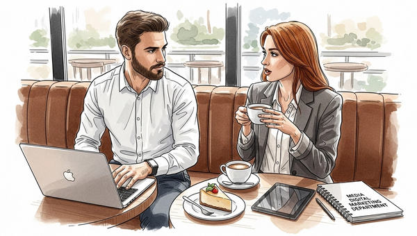 Leader speaking candidly with team in an informal setting, symbolizing grounded and honest leadership