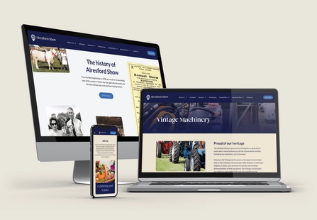 The Alresford Show website displayed on a desktop monitor, laptop, and smartphone, showing consistent branding and responsive layout across devices.