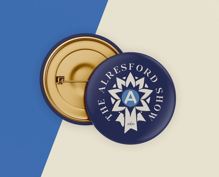 Alresford Show button badge featuring new rosette logo