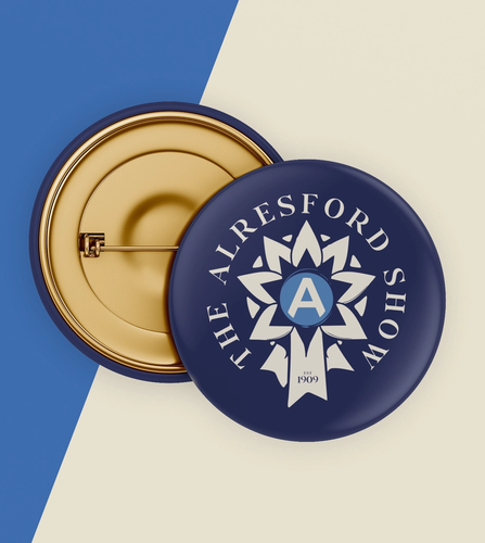 Alresford Show button badge featuring new rosette logo