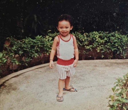 Laurence as a toddler living in the Philippines